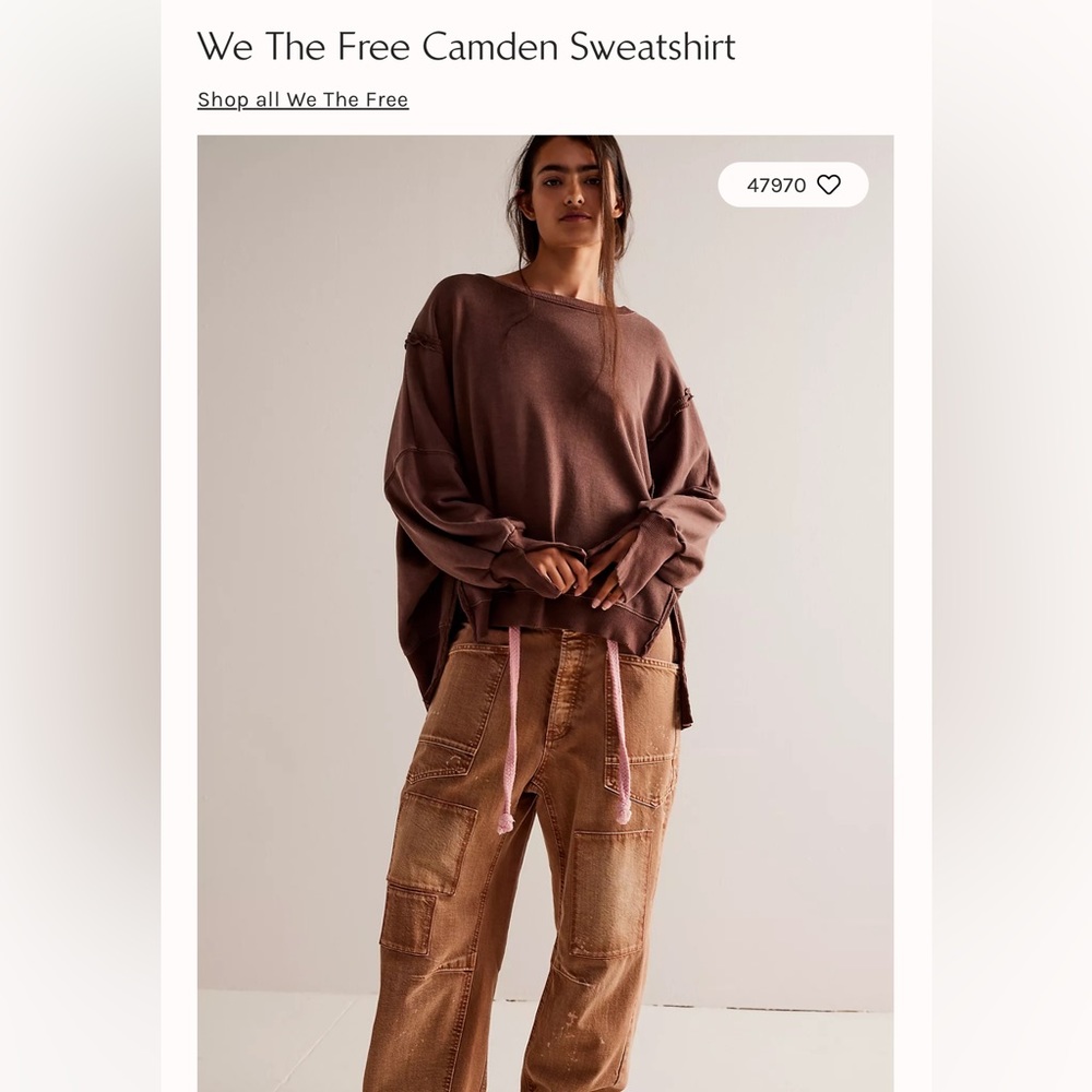 NWOT Free People Camden sweatshirt - Picture 3 of 5